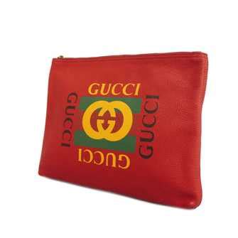 gucci 500981|GUCCI 500981 Leather Clutch Bag Black Green Red Gold Authentic.